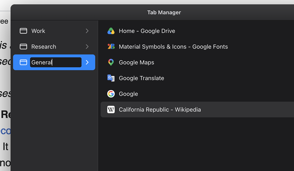 Renaming a window inline in the sidebar